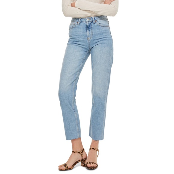 Topshop Denim - Topshop high waist mom straight raw hem jeans